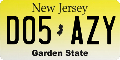 NJ license plate D05AZY