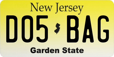 NJ license plate D05BAG
