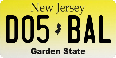 NJ license plate D05BAL