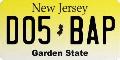 NJ license plate D05BAP