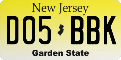 NJ license plate D05BBK