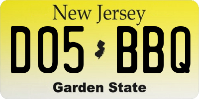 NJ license plate D05BBQ