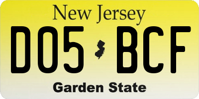 NJ license plate D05BCF