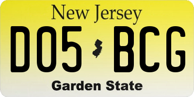 NJ license plate D05BCG
