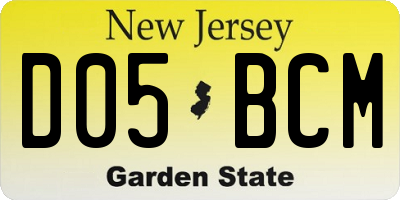 NJ license plate D05BCM