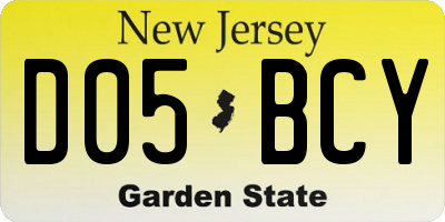 NJ license plate D05BCY