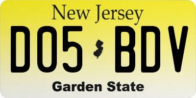 NJ license plate D05BDV