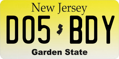 NJ license plate D05BDY