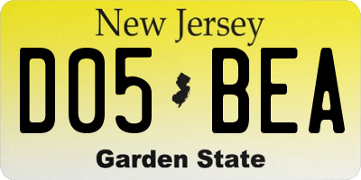 NJ license plate D05BEA