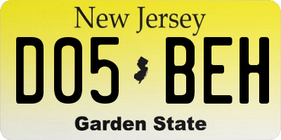 NJ license plate D05BEH