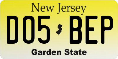 NJ license plate D05BEP
