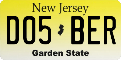 NJ license plate D05BER