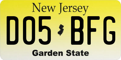 NJ license plate D05BFG