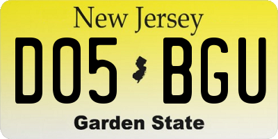 NJ license plate D05BGU