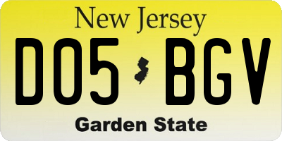 NJ license plate D05BGV