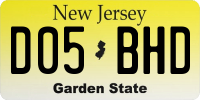 NJ license plate D05BHD