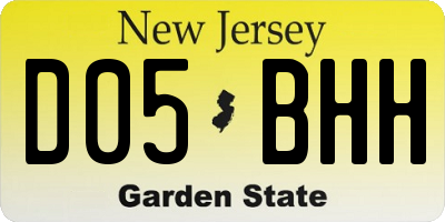 NJ license plate D05BHH