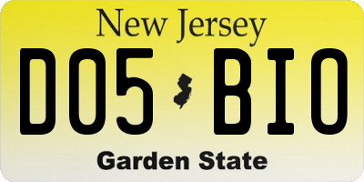 NJ license plate D05BIO