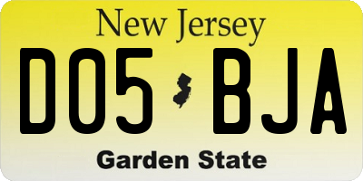 NJ license plate D05BJA