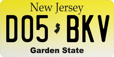 NJ license plate D05BKV