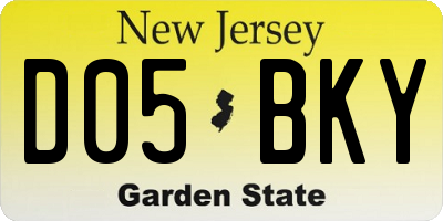 NJ license plate D05BKY