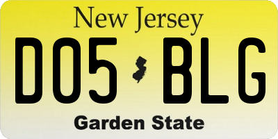 NJ license plate D05BLG