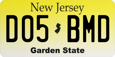 NJ license plate D05BMD