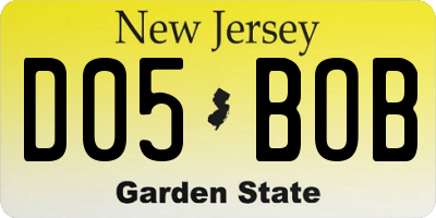 NJ license plate D05BOB
