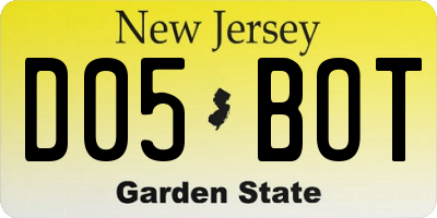 NJ license plate D05BOT