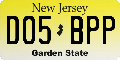 NJ license plate D05BPP