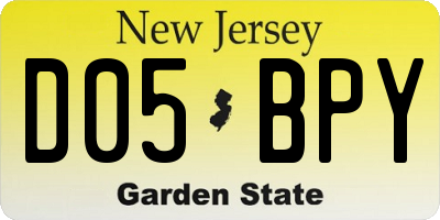 NJ license plate D05BPY