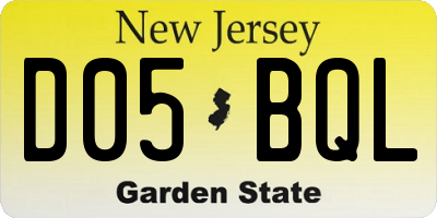 NJ license plate D05BQL