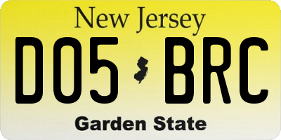 NJ license plate D05BRC