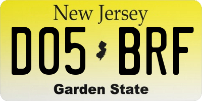 NJ license plate D05BRF