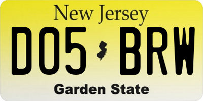 NJ license plate D05BRW