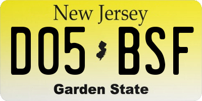 NJ license plate D05BSF