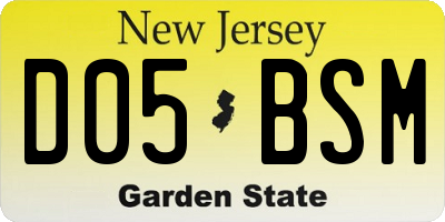 NJ license plate D05BSM