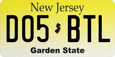 NJ license plate D05BTL