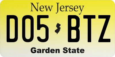 NJ license plate D05BTZ