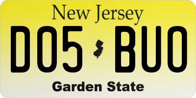 NJ license plate D05BUO