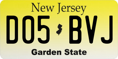 NJ license plate D05BVJ