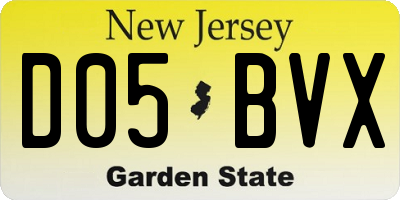 NJ license plate D05BVX