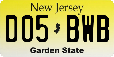 NJ license plate D05BWB