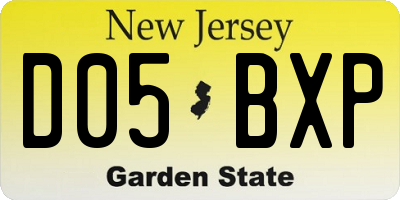 NJ license plate D05BXP