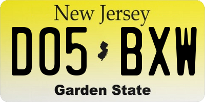 NJ license plate D05BXW