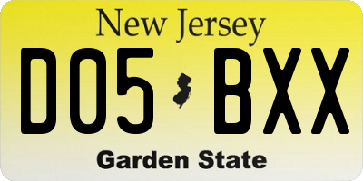 NJ license plate D05BXX