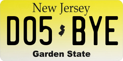 NJ license plate D05BYE