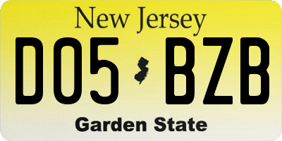 NJ license plate D05BZB