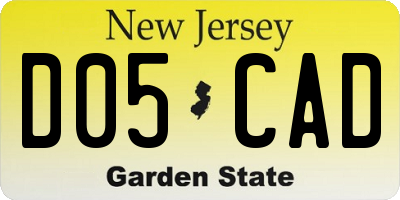 NJ license plate D05CAD