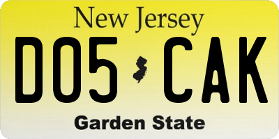NJ license plate D05CAK
